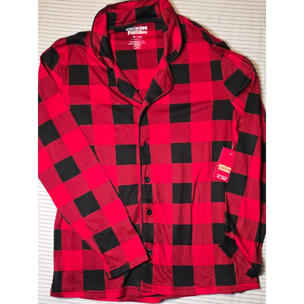 1238 Jammies For Your Families Mens Red Black Buffalo Plaid Pajama Set Sz M New